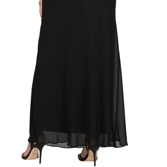 Alex Evenings A Line Long Chiffon Skirt Black Trending Slip Maxi Size L - Picture 7 of 10